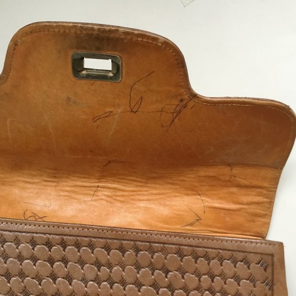 Vintage Avelar's Hand Tooled Floral Leather Handbag Bag Purse - Picture 9 of 13